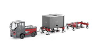Linde’s heavy-duty LT16 Ch/BMh tugger trains are optimised for transporting goods outdoors. Linde LT16 Ch/BMh