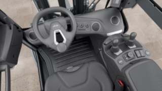 Linde operator's cabs provide the utmost operator comfort and excellent ergonomics. Ergonomic operator's cab of a diesel forklift truck from Linde Material Handling