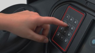 Detailed image of a PIN pad which the operator uses to unlock the truck.