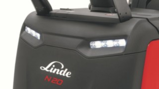 LED headlights of the order picker N20 C D from Linde Material Handling Two LED headlights of the order picker N20 C D from Linde Material Handling
