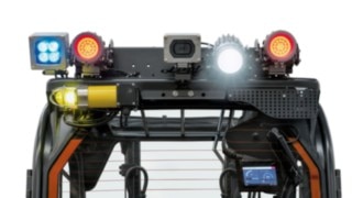 Various safety lighting systems and the Linde Reverse Assist Camera on the E14 explosion-protected electric forklift truck from Linde MH