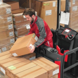 Order picker in a warehouse Order picker in a warehouse