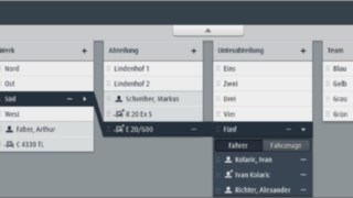 Organisation area of the connect:desk fleet management software from Linde Material Handling The operator, job location, assigned forklift trucks and other information are edited in the organisation area of the connect:desk fleet management software from Linde Material Handling.