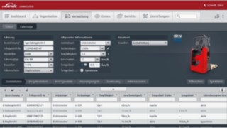 Administration area of the connect:desk fleet management software from Linde Material Handling Large volumes of data are managed in the administration area of the connect:desk fleet management software from Linde Material Handling.
