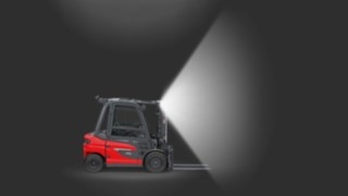 A Linde MH counterbalance forklift truck equipped with the Linde VertiLight. A Linde MH counterbalance forklift truck equipped with the Linde VertiLight.