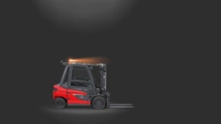 Rotating warning beacon in use on a counterbalance forklift truck. Rotating warning beacon in use on a counterbalance forklift truck.