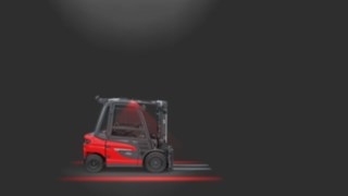 A Linde MH counterbalance forklift truck equipped with the Red Warning Lines. A Linde MH counterbalance forklift truck equipped with the Red Warning Lines.