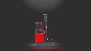 Red Warning Lines in use on a reach truck. Red Warning Lines in use on a reach truck.