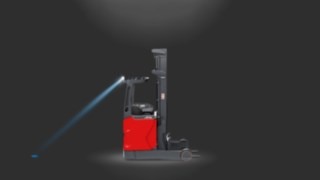 Linde BlueSpot in use on a reach truck. Linde BlueSpot in use on a reach truck.
