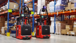 Two L-MATICs from Linde Material Handling in use at Austrian sanitary equipment specialist HOLTER