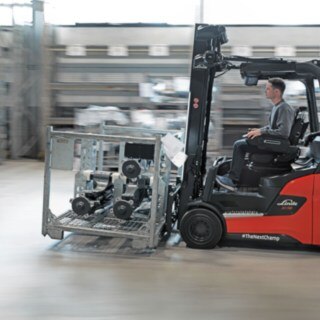 Linde MH forklift transports goods