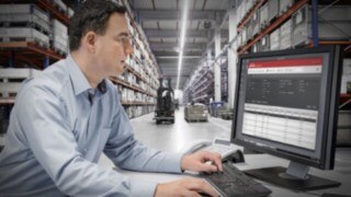 Person works on a computer